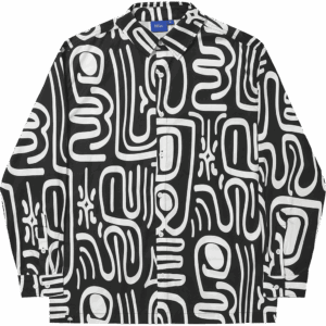 hélas shirt long sleeves woven abstract (black/white)