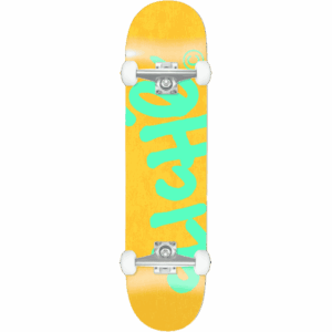cliché skateboard complete handwritten (orange/teal) 8.25