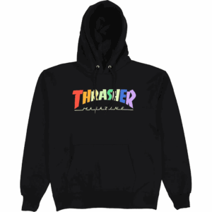 thrasher sweatshirt hood rainbow mag (black)