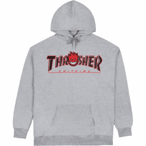 thrasher sweatshirt spitfire hood big head outline (ash)