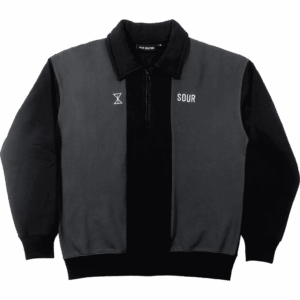 sour sweatshirt quarter zip collar (black/grey)
