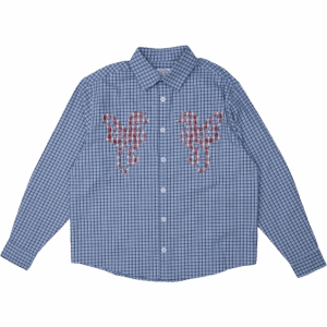 hoddle shirt long sleeves woven gingham primary (blue)