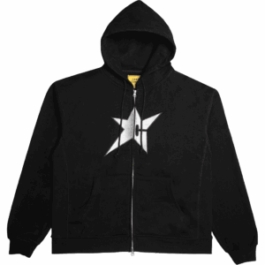 carpet sweatshirt hooded zip c star (black)
