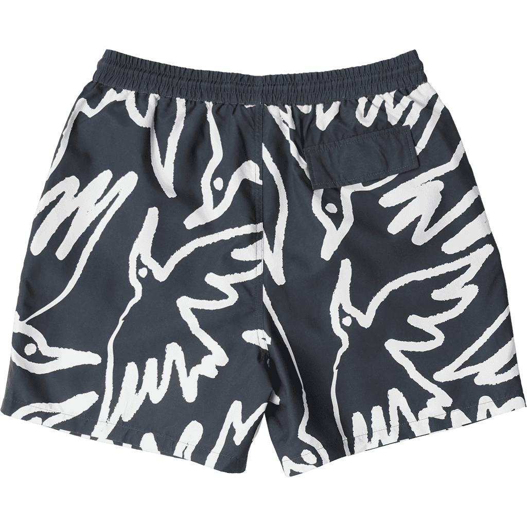parra short boardshort swim birds fly free (black)
