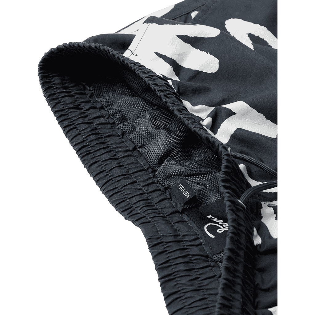 parra short boardshort swim birds fly free (black)